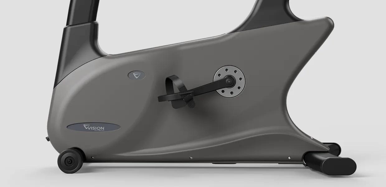 Side view of the Vision Fitness Upright Bike, showing the pedal.