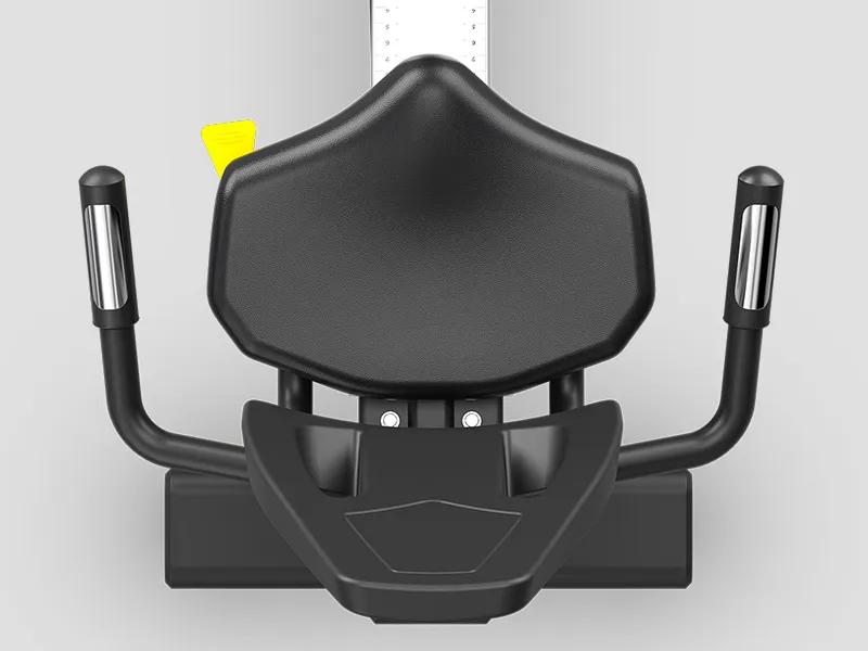Close-up view of the Summit Recumbent Bike's seat and handles from above.