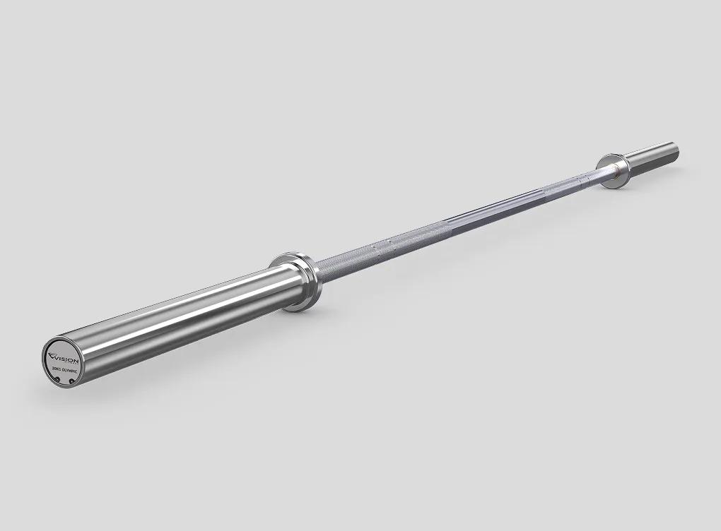 One Premium Olympic Bar in silver with a gray background.