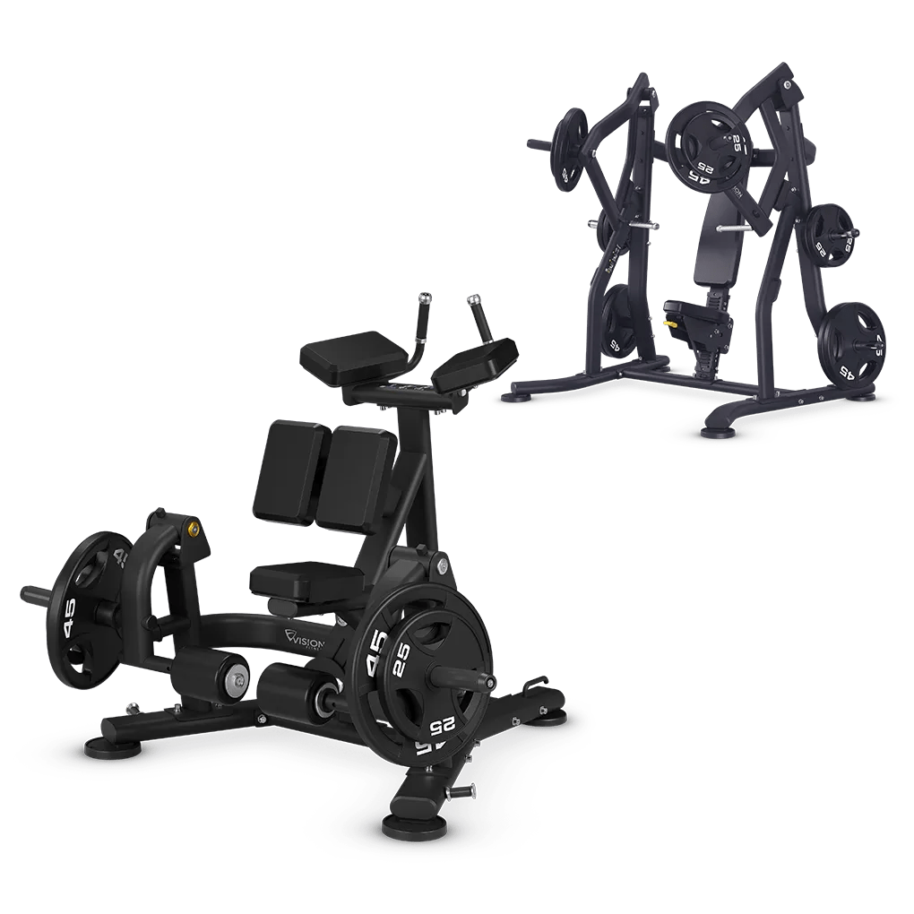 render images of the shoulder press and glute trainer