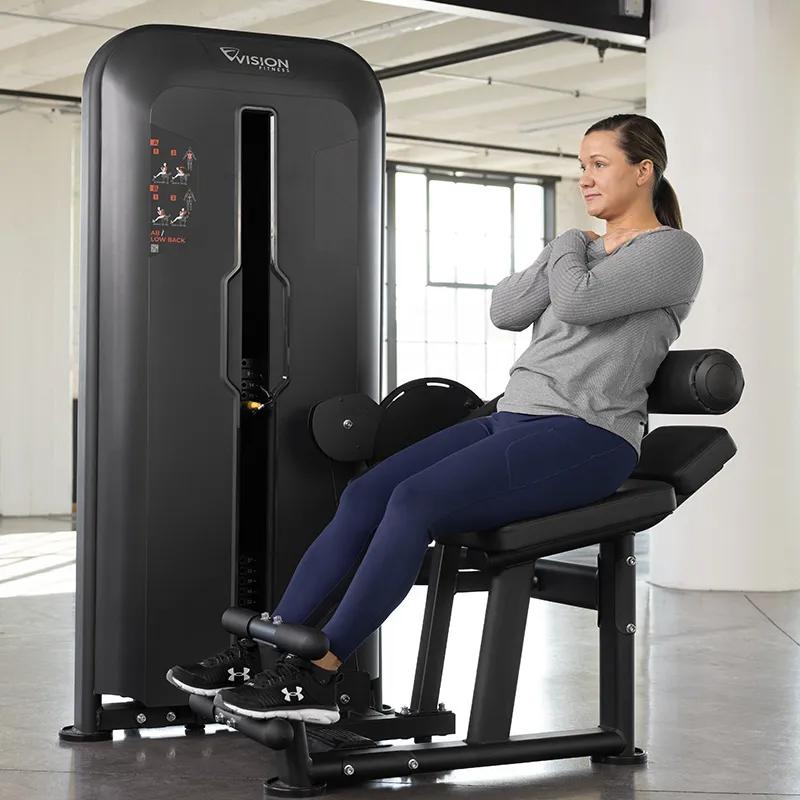 Full view of the Access Ab / Low Back, highlighting the full weight stack shroud with vertical selector guide.