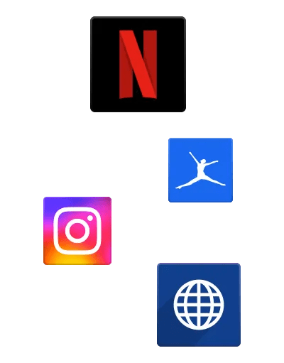 Netflix's, Instagram and web app icons on a black background