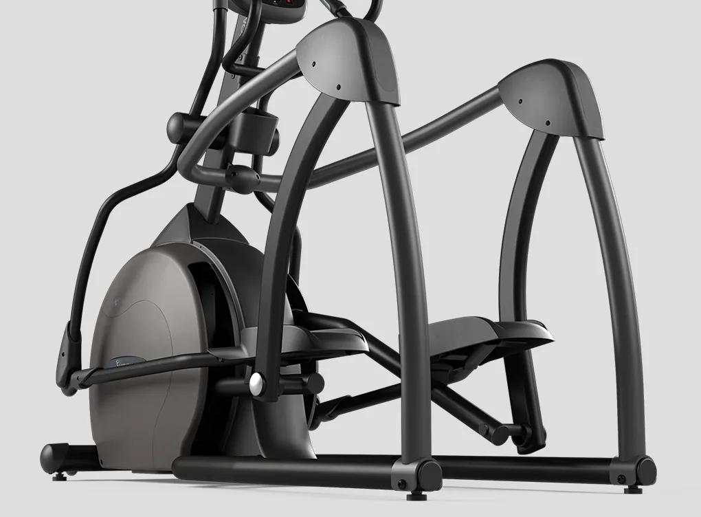 A close-up view of a Vision Fitness S60 Suspension Elliptical, showcasing its frame and pedals.
