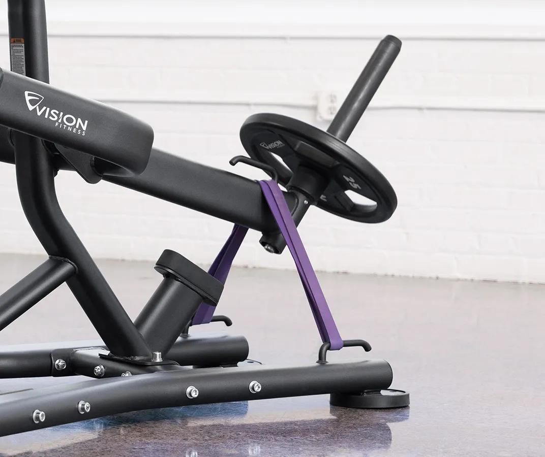 A purple resistant band on the back end of the Vision Triceps Press to help with resistant.