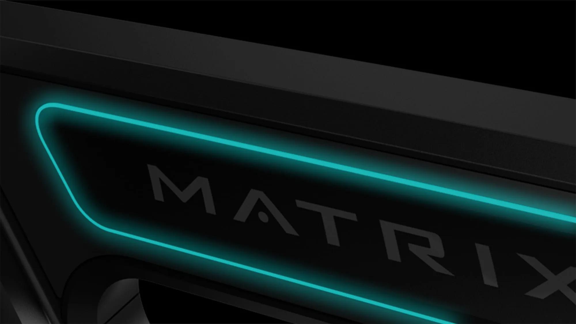 Close-up of Onyx ClimbMill's handrails with ambient lighting.