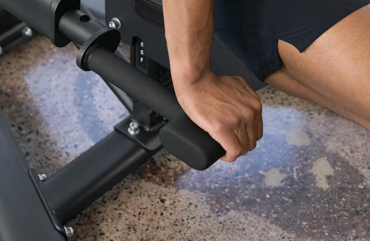 A view of the handles on the side of the Vision Triceps Press.