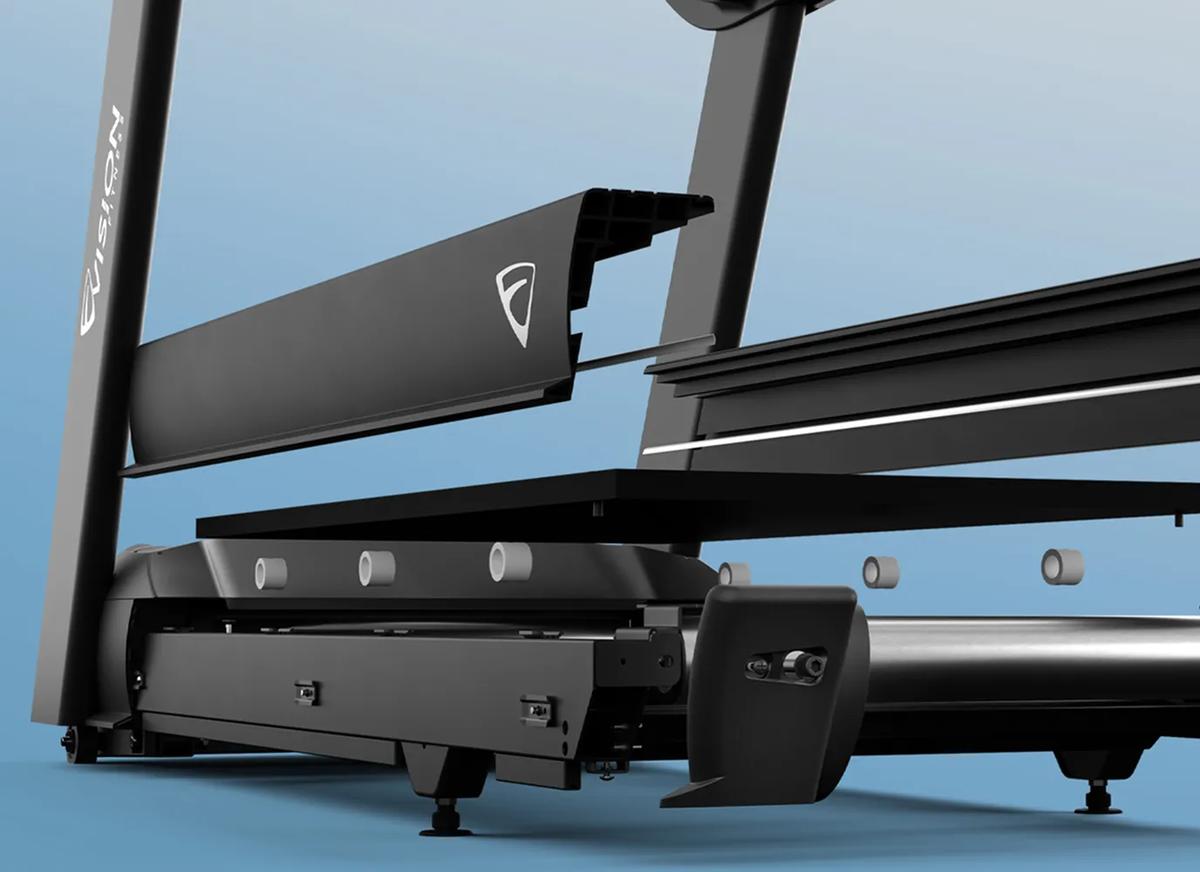 Render of the Summit Treadmill's Ultra Zone Cushioning System showing the components beneath the deck that provide cushioning and support.