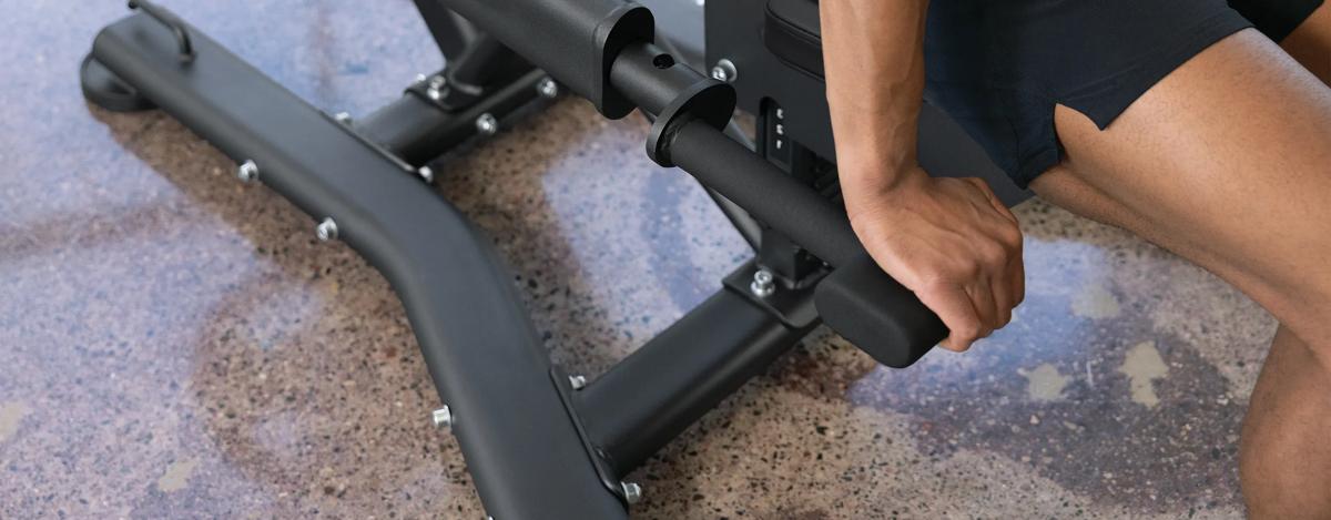 A view of the handles on the side of the Vision Triceps Press.