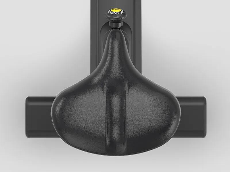 Close-up top-down view of the Summit Upright Bike's seat.
