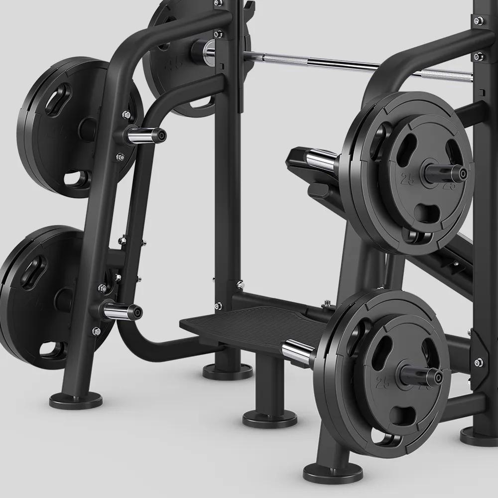 Three-quarter view of a Matte Black free weight Olympic Incline Bench with eight weight storage horns, including four optional inner horns.