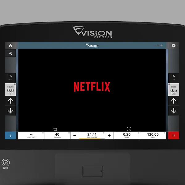 Netflix-logoet, der vises på ENT-konsollens skærm.