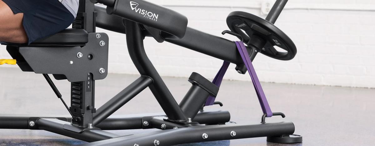 A purple resistant band on the back end of the Vision Triceps Press to help with resistant.