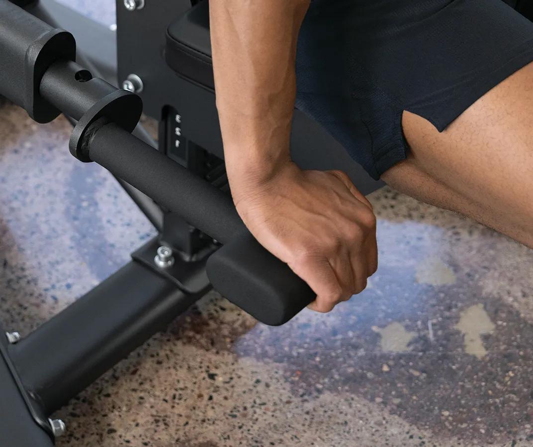 A view of the handles on the side of the Vision Triceps Press.