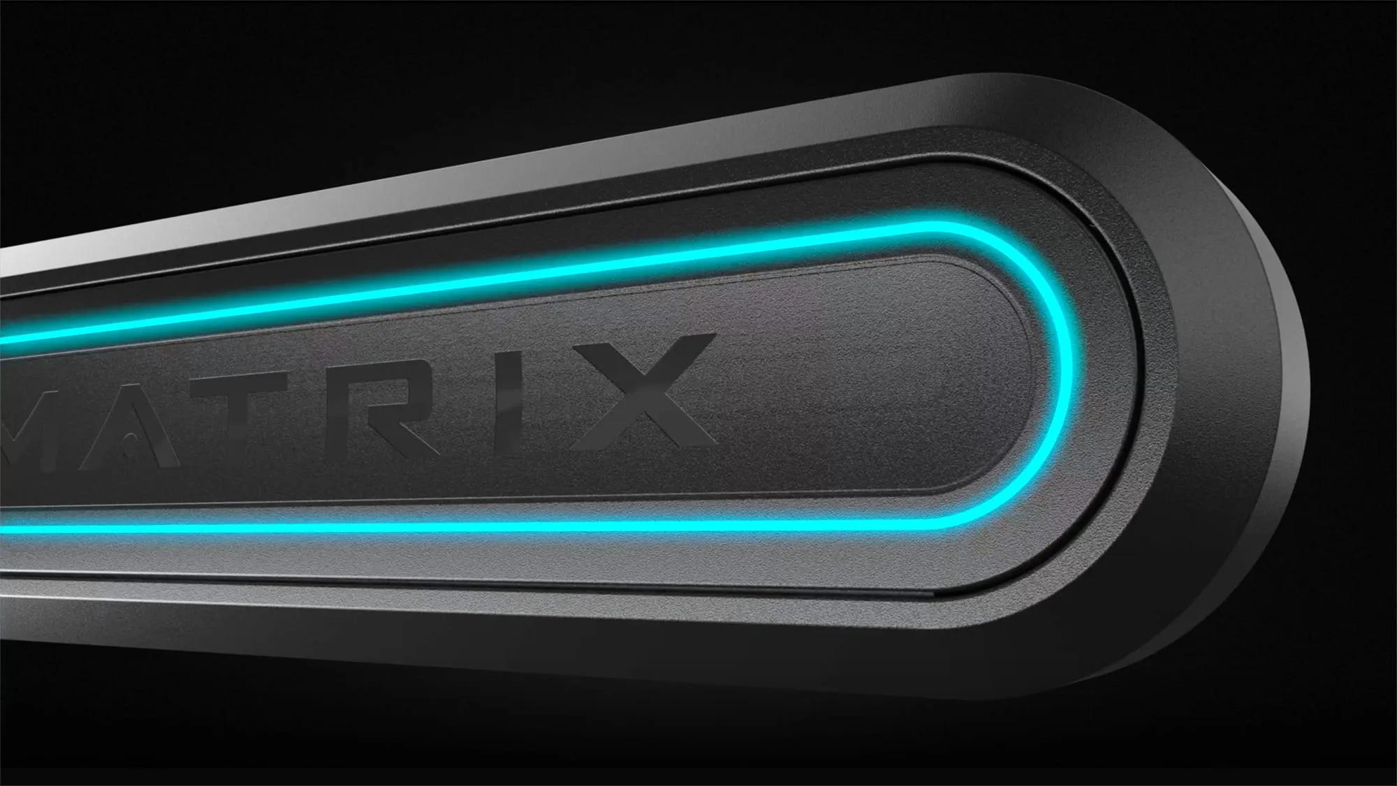 Close-up of Onyx Treadmill's handrails with ambient lighting.