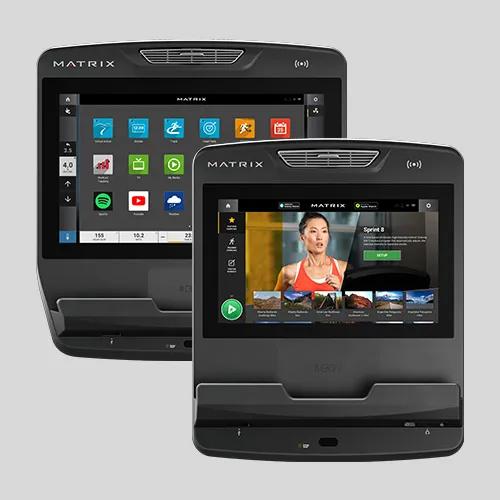 Two Matrix Fitness consoles, Touch and Touch XL