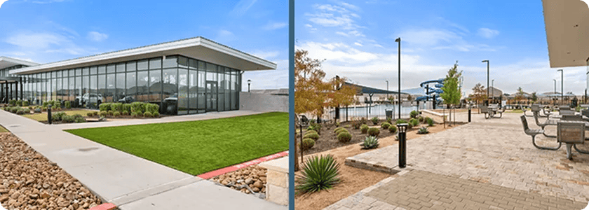 Exterior images of the Navarro Ranch fitness center.